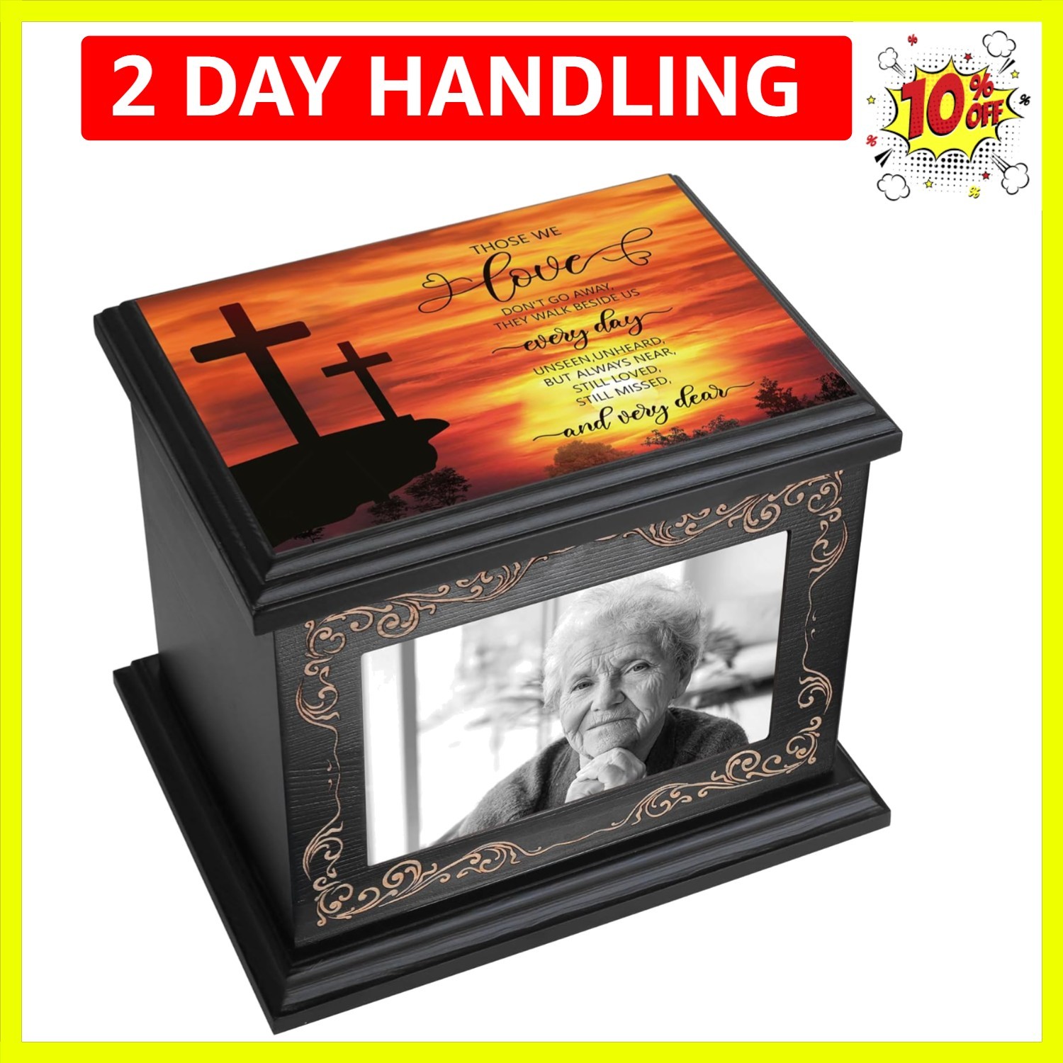 Personalized Cremation Urn with Photo Frame - Elegant Wooden Keepsake for Ashes