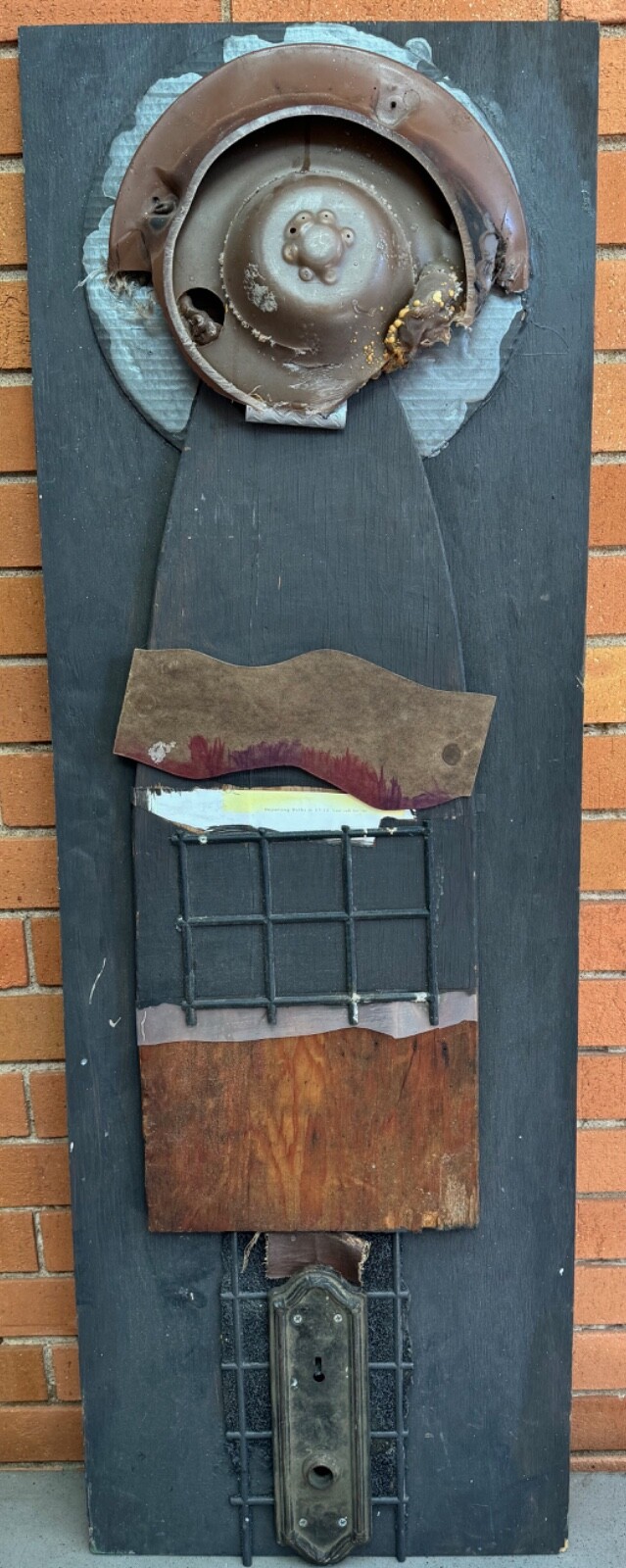 Modern 70s Mixed Media Wall Hanging Art Found Objects Assemblage Collage OOAK