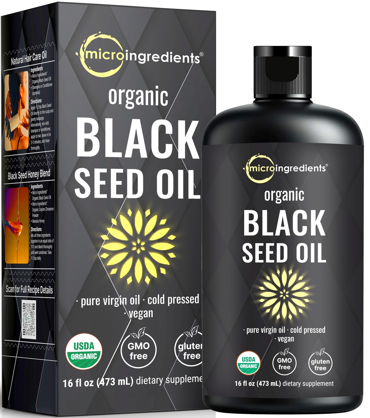Micro Ingredients Organic Black Seed Oil, 16 fl oz | 16 Fl Oz (Pack of 1) 
