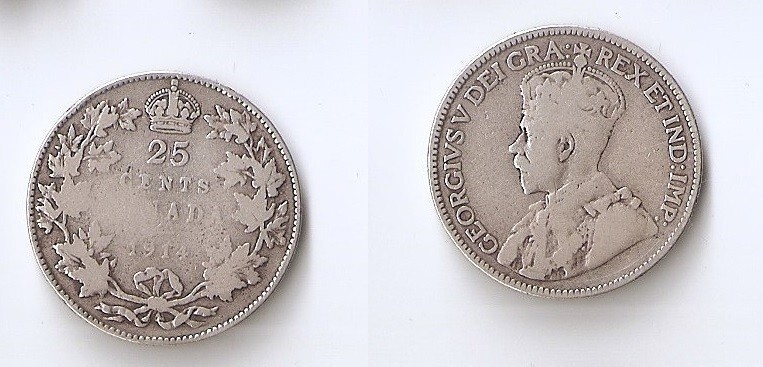 Canada 25 cents 1914 George V
