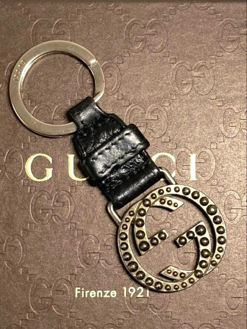 GUCCI Interlocking GG Leather Key Holder Key Ring