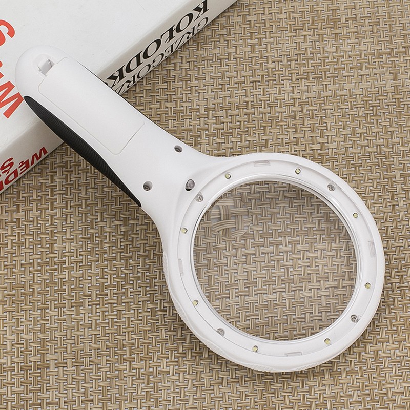 2.5X/8X Reading Magnifying Glass Handheld Magnifier Zoomer Loupe 8LED 1UV Lights