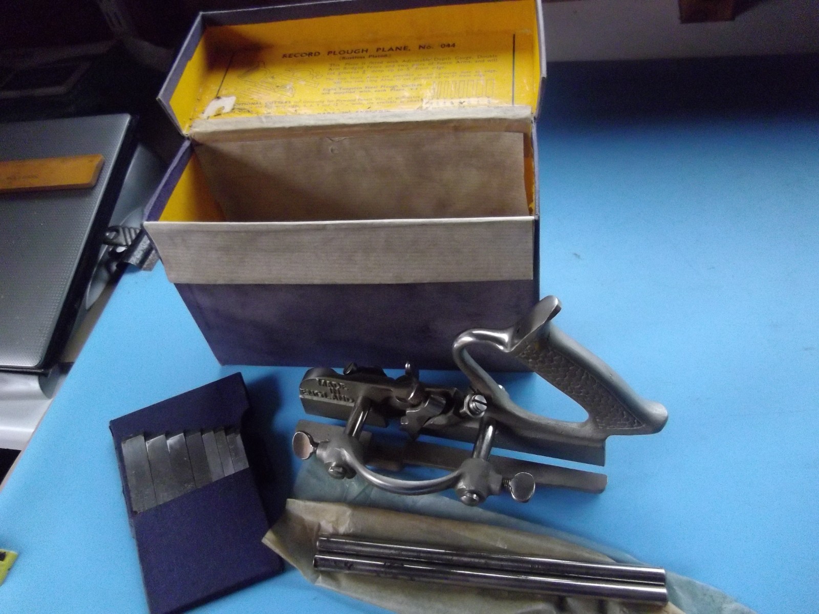 Record 044 Plough Plane Woodworking Tool - All Complete in Original Box-VGC.