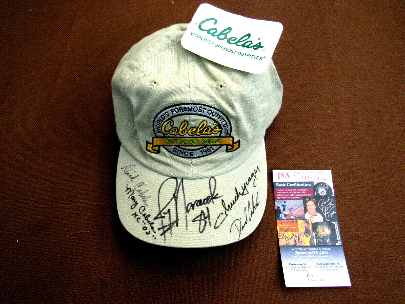 CHUCK YEAGER JAY NOVACEK ACE PILOT TE SIGNED AUTO CABELA'S FAMILY HAT CAP JSA 