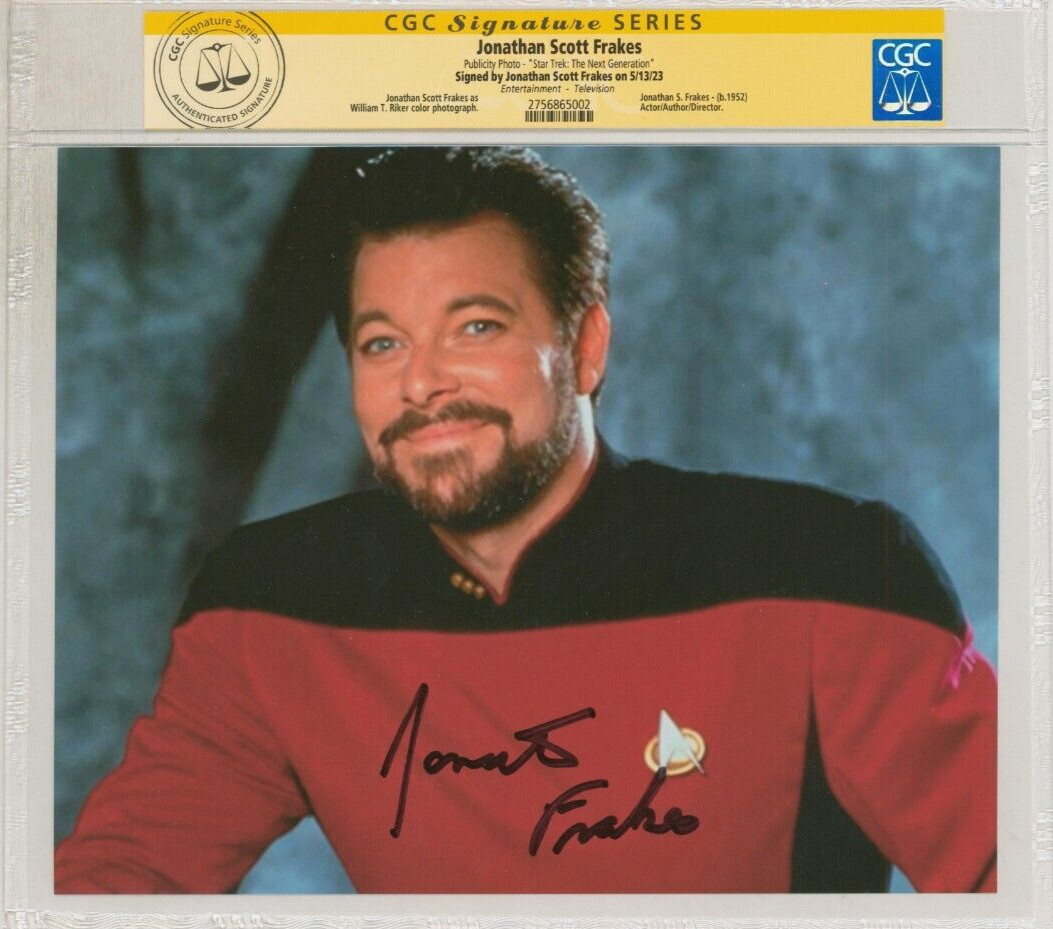 TNG Star Trek CGC SS SIGNED Publicity TV Photo Jonathan Frakes / Commander Riker