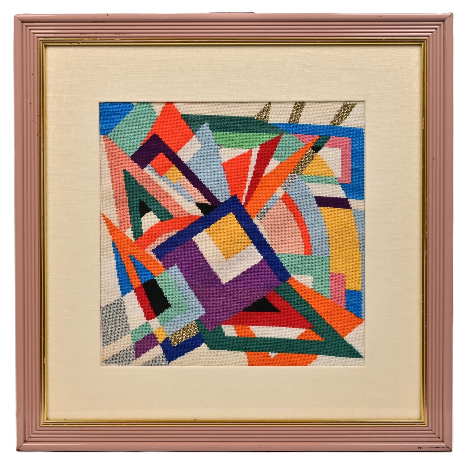 EDNA KATZ Original Vintage MCM Kandinsky Abstract Textile Needlepoint Tapestry