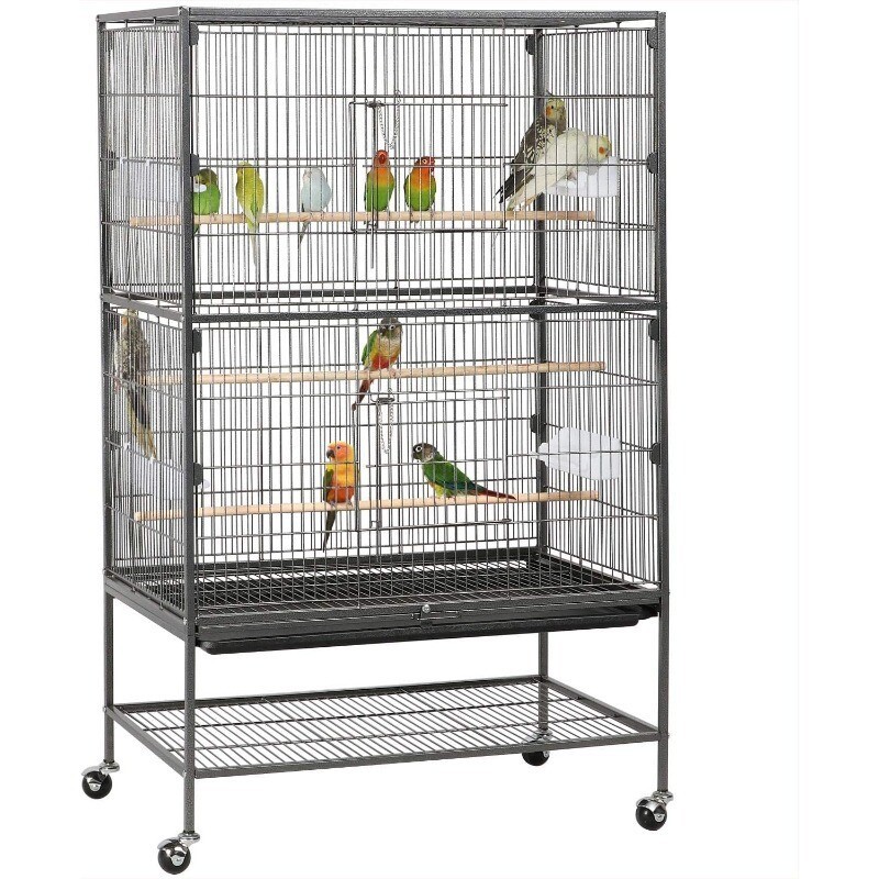 52-inch Wrought Steel Standing Large Flight King Bird Cage for Cockatiels