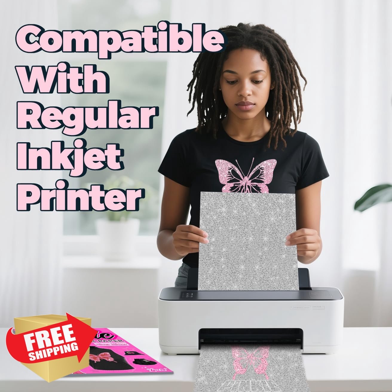 Lovein-Pinkie Silver Glitter Heat Transfer Paper 8.5x11"