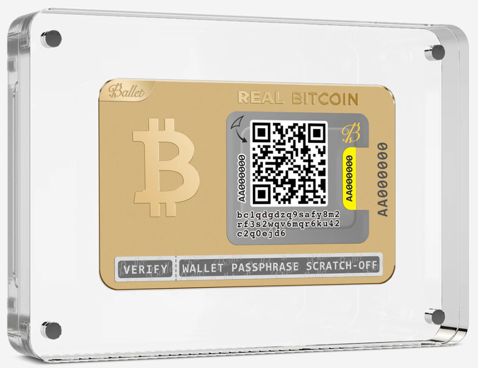 Ballet 24k Gold Real Bitcoin Cold Storage Wallet with Acrylic Case