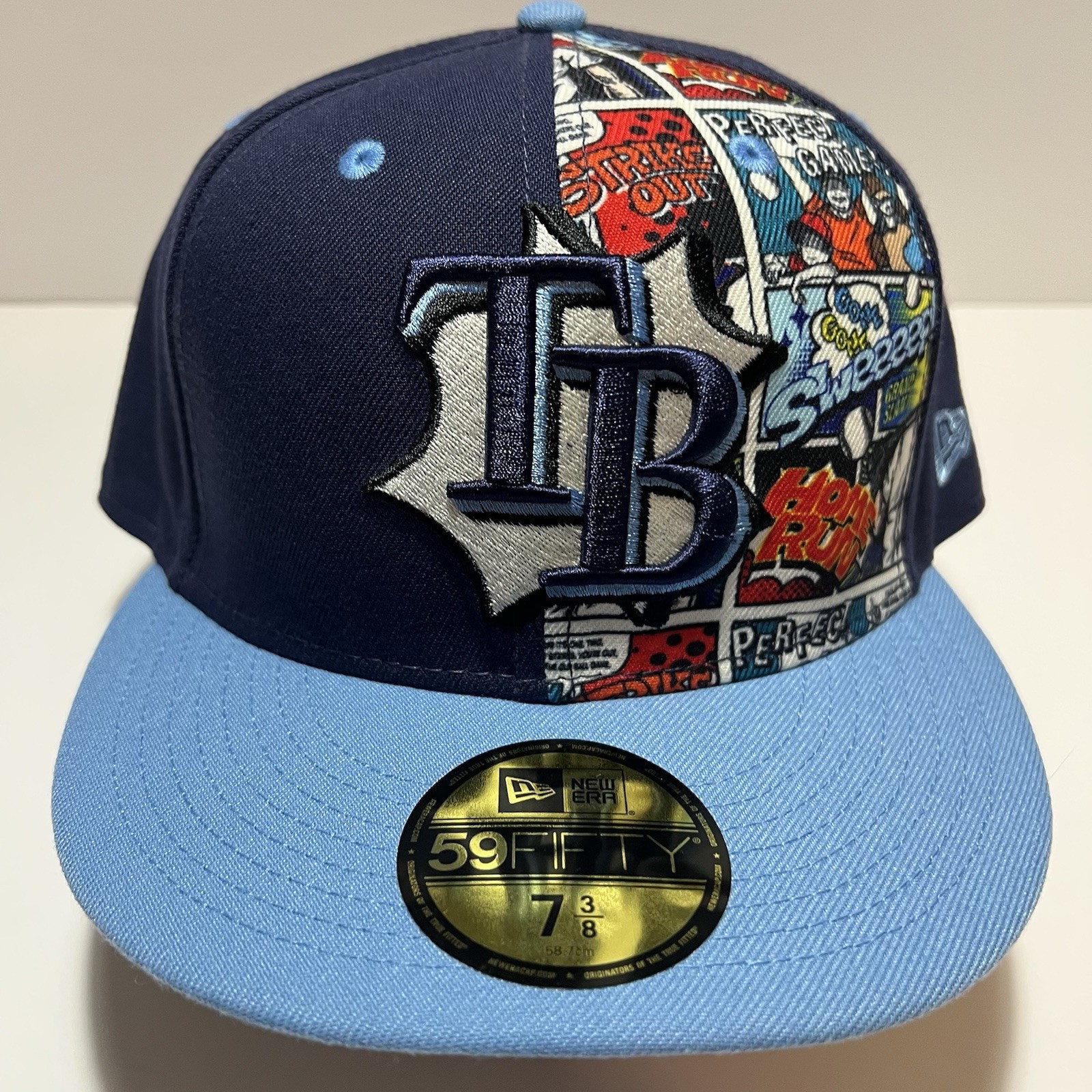 New Era Tampa Bay Rays MLB Players Weekend 2025 Comic 59Fifty Hat Cap 7 3/8 Blue
