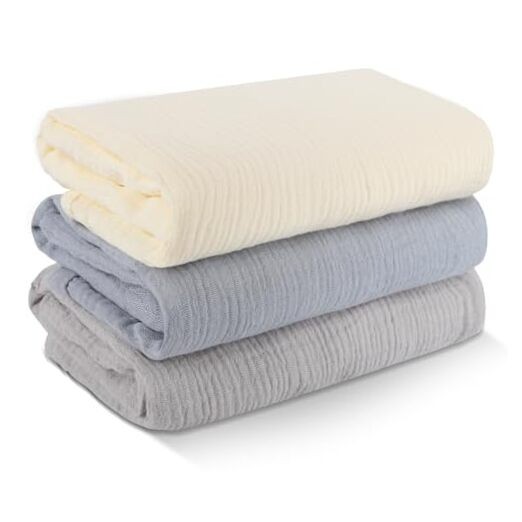 3 Pack Muslin Swaddle Blankets (40x40in) - Ultra Soft Breathable Wraps for 