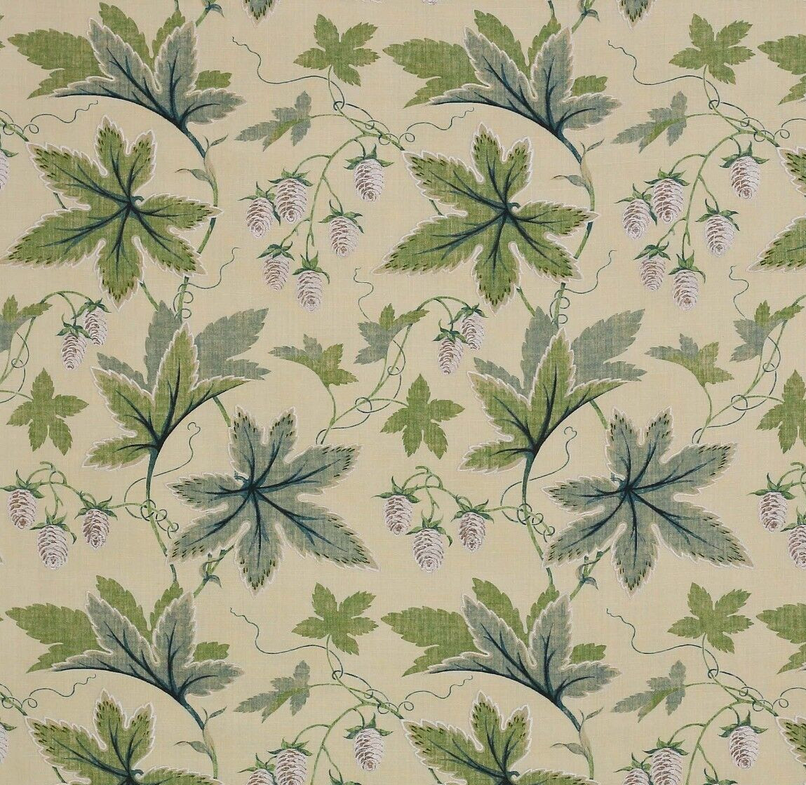 COLEFAX AND FOWLER CURTAIN FABRIC DESIGN Lindon 3.6 METRES LEAF GREEN 100% LINEN