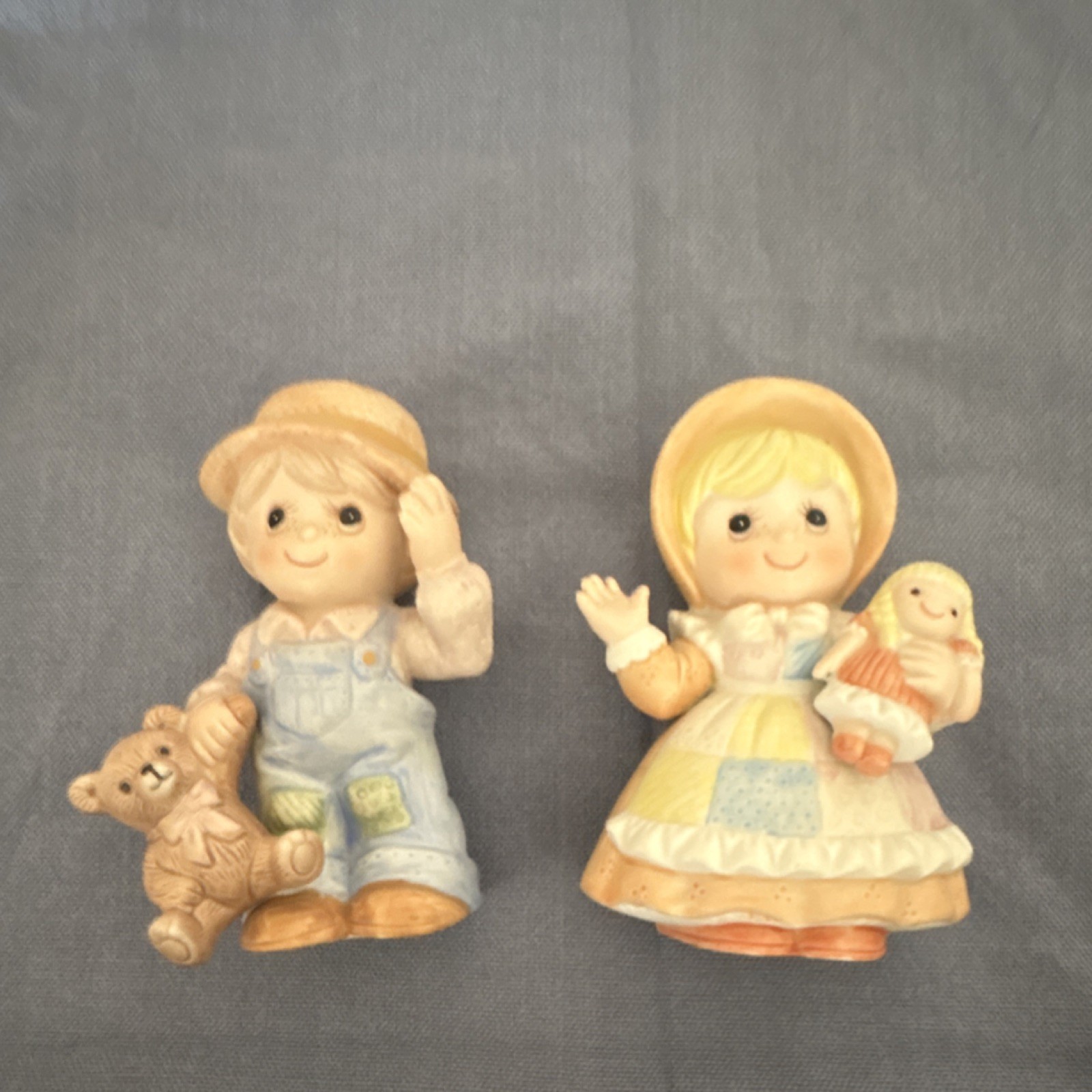 Homco Painted Ceramic Boy and Girl Figurine Set 4 inch