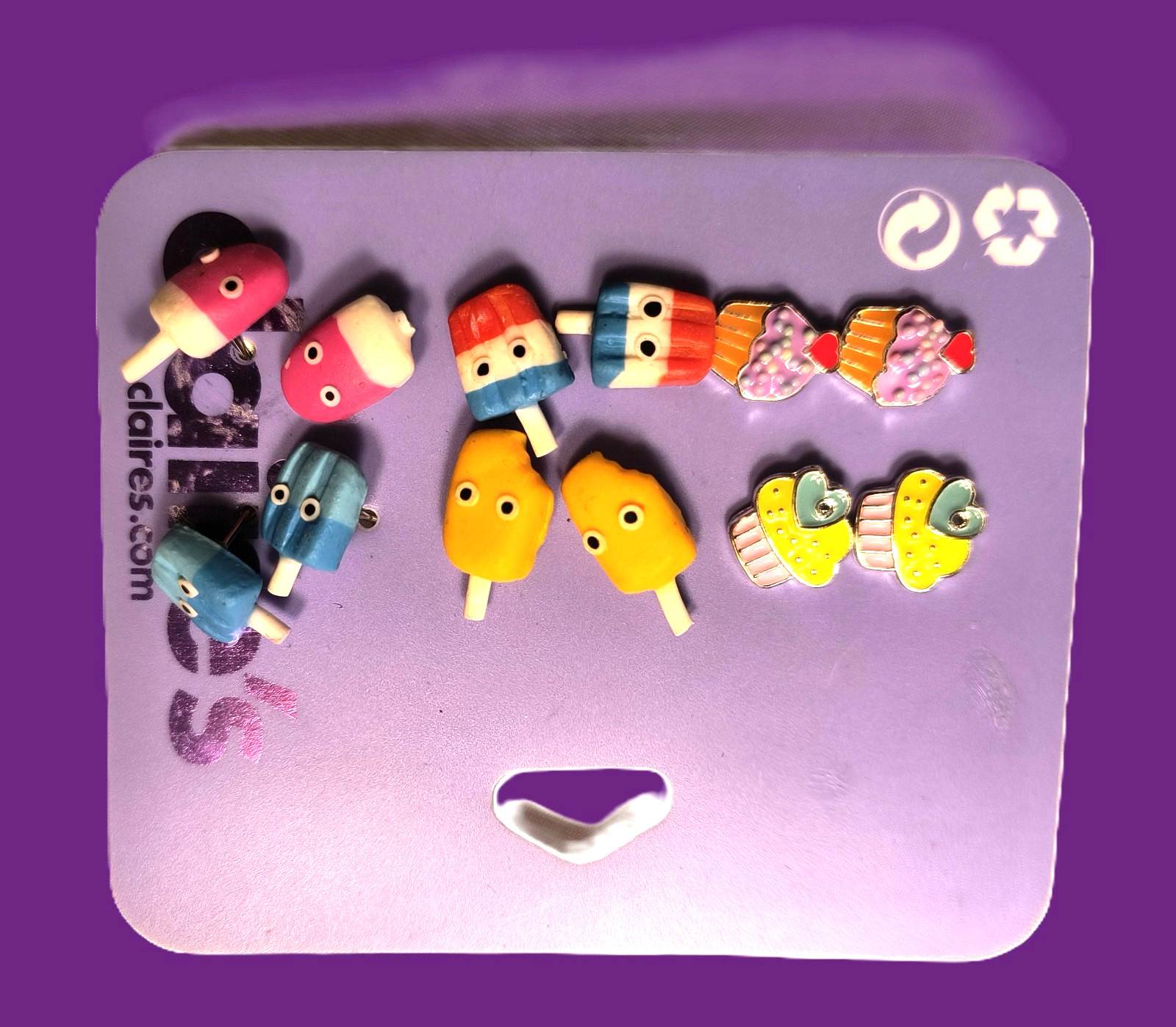 Claire's Girls/Teens Stud Earrings NEW with Tags Multicolor Acrylic/Metal