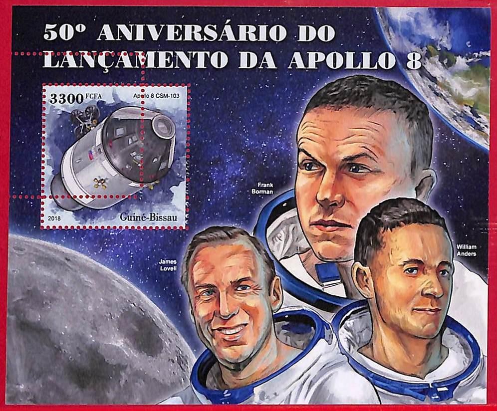 A5347 - GUINE-BISSAU - ERROR MISPERF Stamp Sheet - 2018 - Space, APOLLO 8
