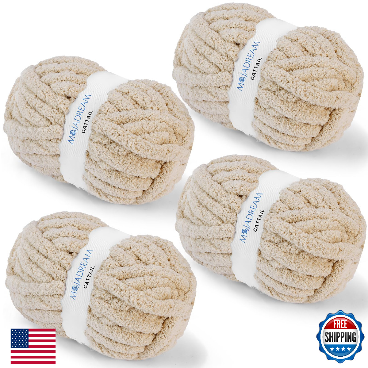 Chunky Chenille Yarn for Hand Knitting & Crocheting Blanket - 28yds/skein