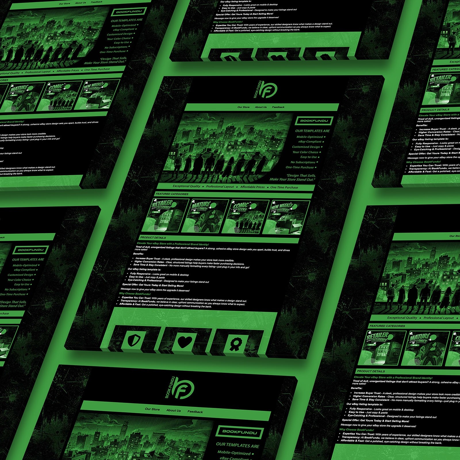 Modern eBay Listing Template for Comic, Manga & Graphic Novel Stores - BookFundu