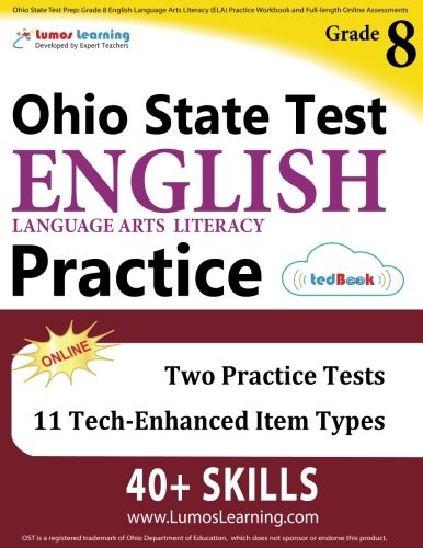 OHIO STATE TEST PREP: GRADE 8 ENGLISH LANGUAGE ARTS By Lumos Learning BRAND NEW