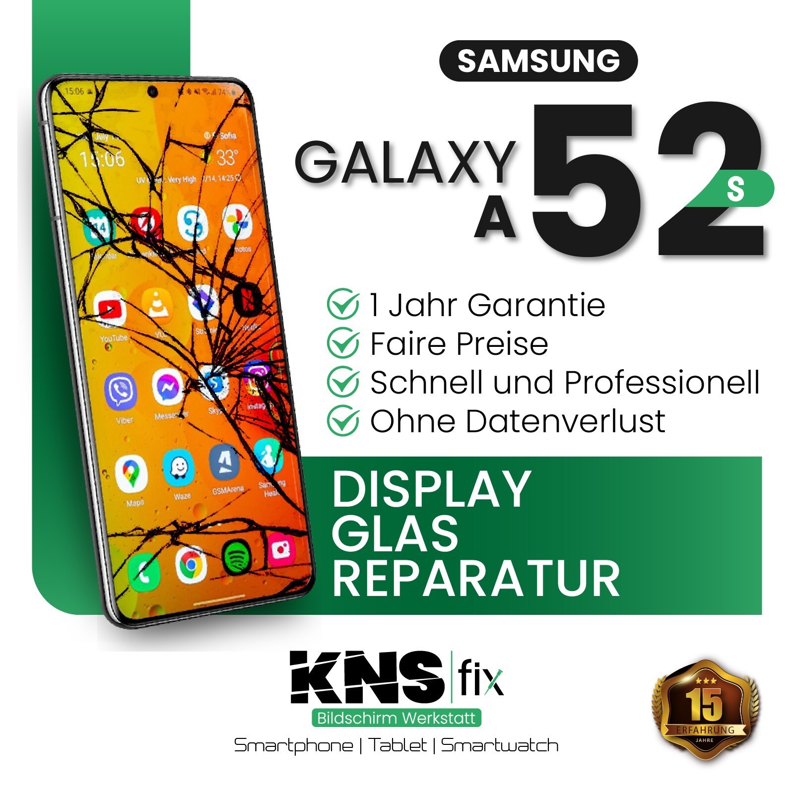 Samsung Galaxy A52S Affichage Verre Devant Réparation Exchange ✅ 24 Twitter.com