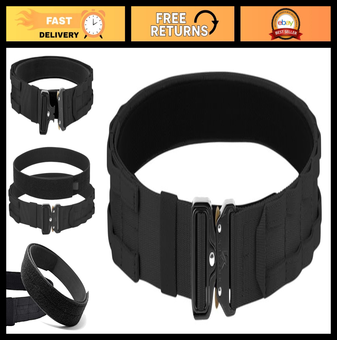 Tactical MOLLE Belt 1.75" Quick Release Heavy Duty Rigger Inner & Outer Gear