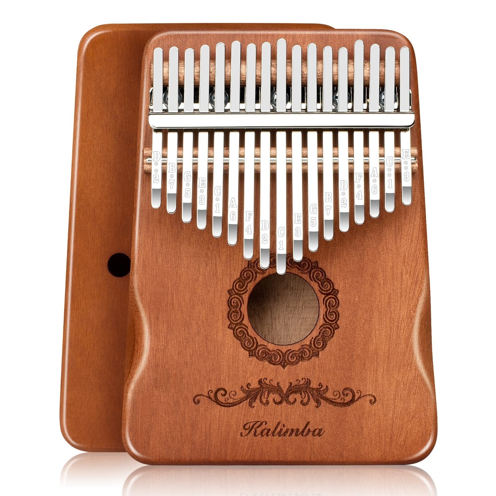Kalimba Thumb Piano 17 Keys, Finger Musical Instruments, Mbira Brown 