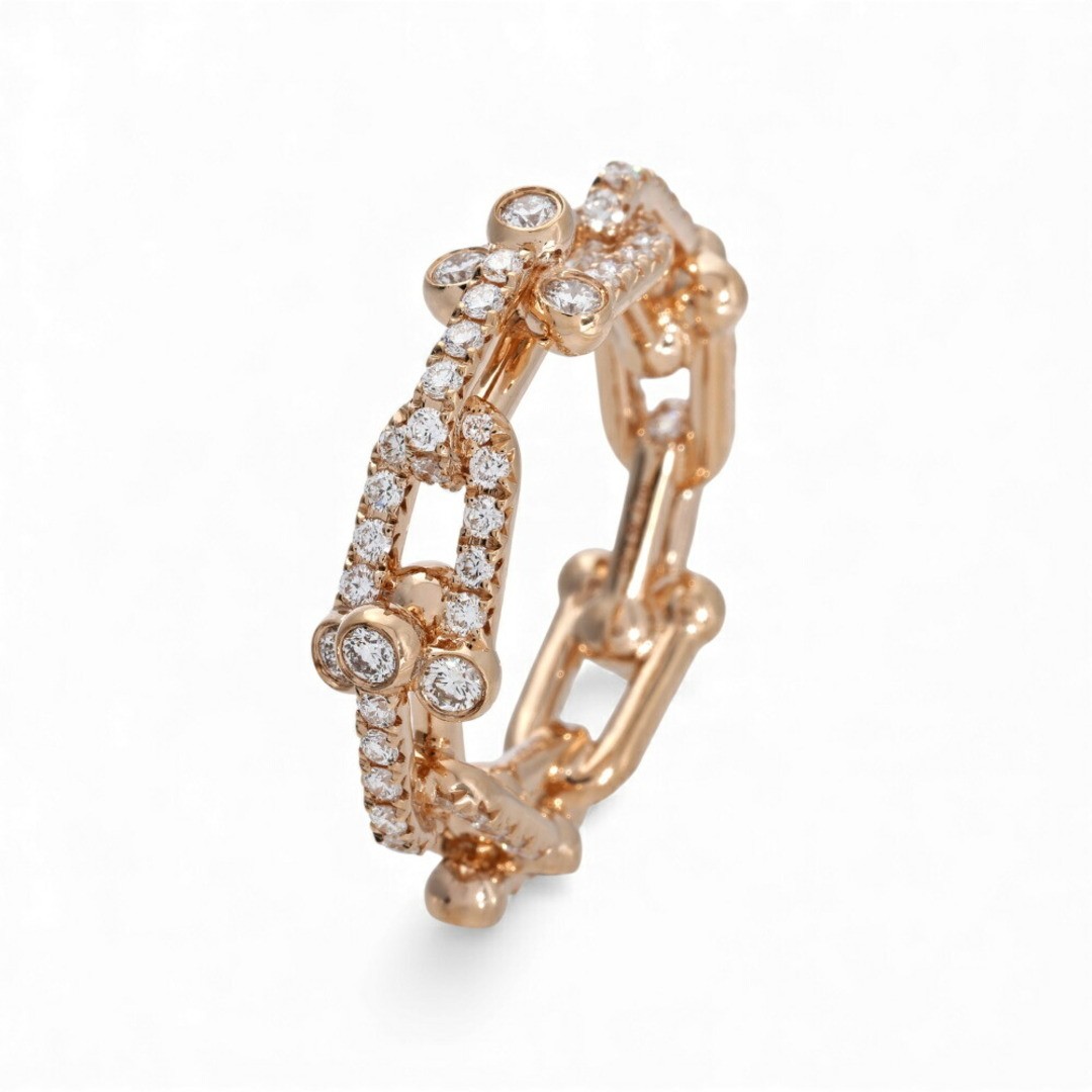 Tiffany Hardware Small Link K18 Rose Gold Ring Used YUKI-0