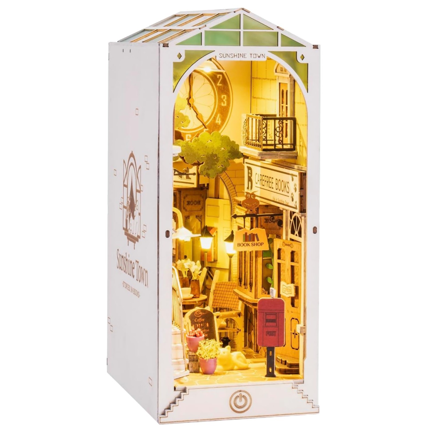 DIY Sunshine Town Book Nook Kit: Exquisite 3D Decor with Warm LED Lighting