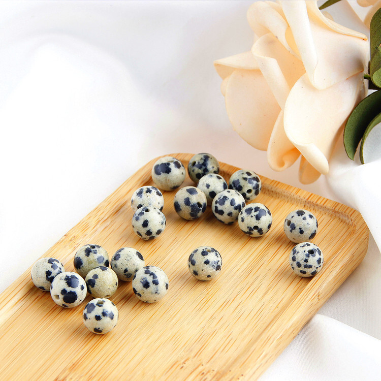 500PCS Natural Spotted Stone Gemstones Hole Round Loose Beads 8mm Jewelry
