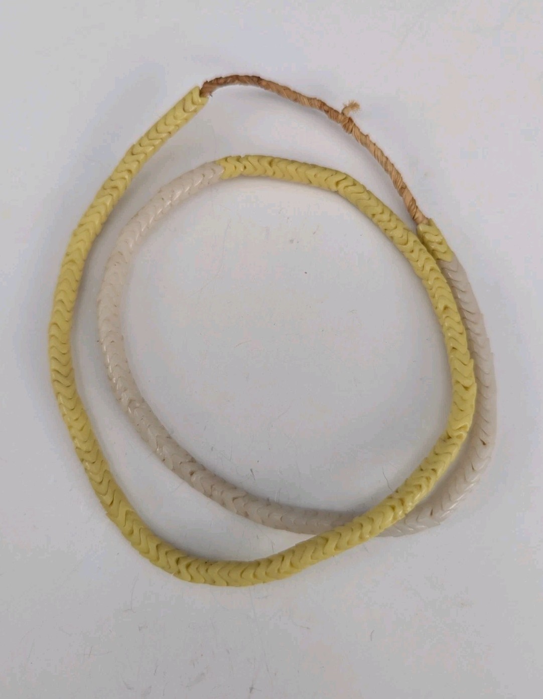 YELLOW and WHITE SNAKE BEAD Antique Trade Beads, Interlocking Snake, Small 6 mm 