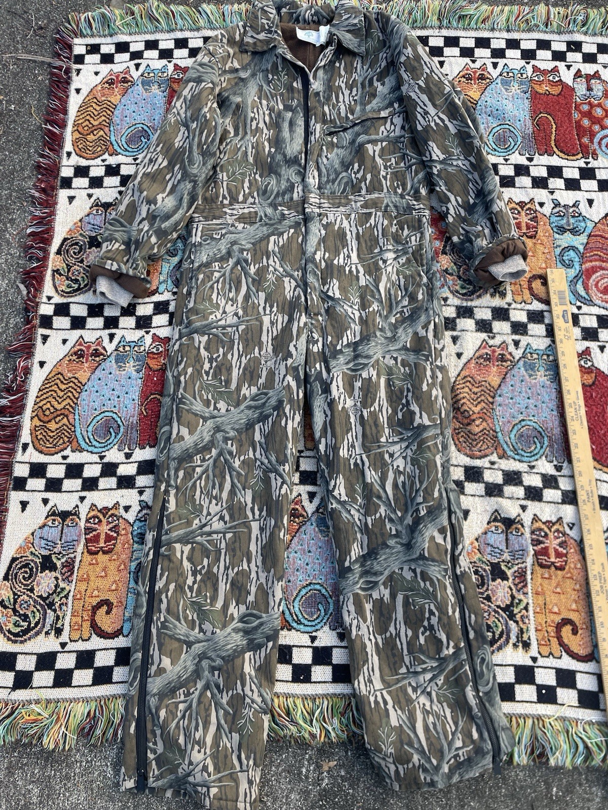 VINTAGE Mossy Oak Treestand Insulated Coveralls Mens M Camo Hunting 80s 90s USA
