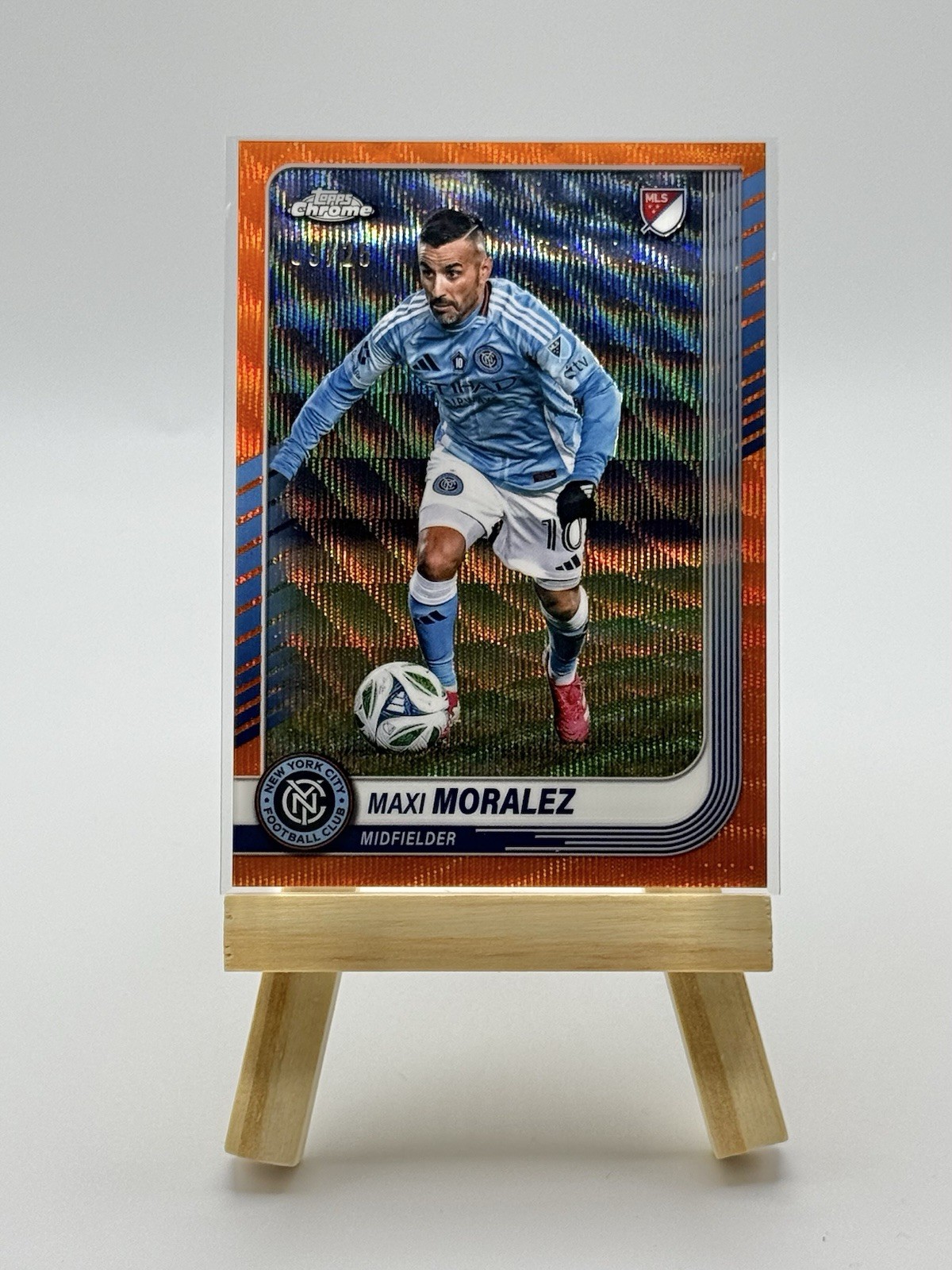 Maxi Moralez 2025 Topps Chrome MLS /25 Orange Wave! New York City FC