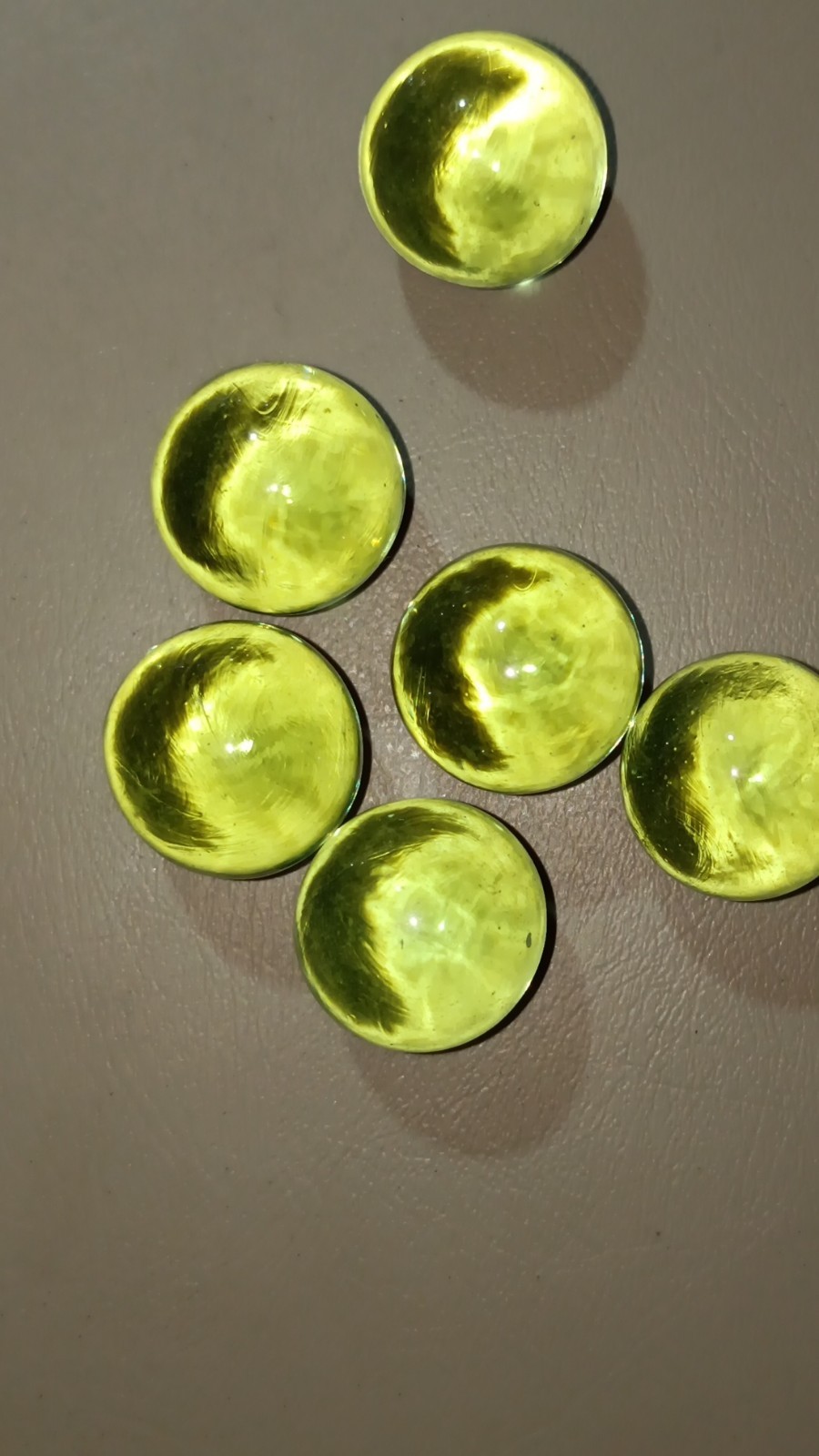 Yellow Glass Toy Marbles Set - 6 Marbles Collection for Ages 4-11 Years