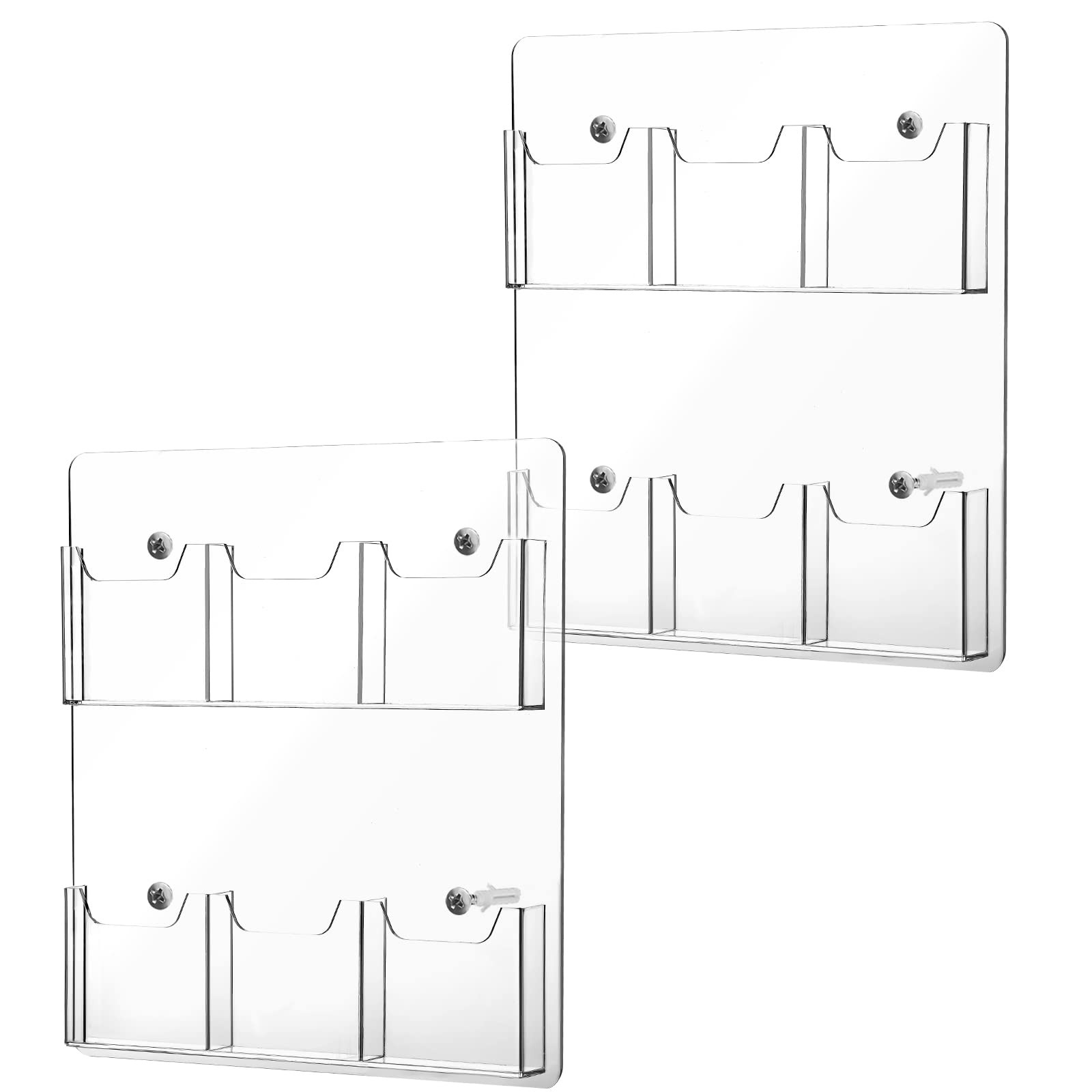 Eersida 2-Pack Acrylic Wall Mount Brochure Holder Clear Literature Display Rack