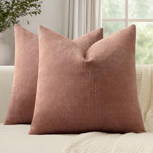  Textured Throw Pillow Covers Decorative Soft 20" x 20" (Pack of 2) Blush Pink