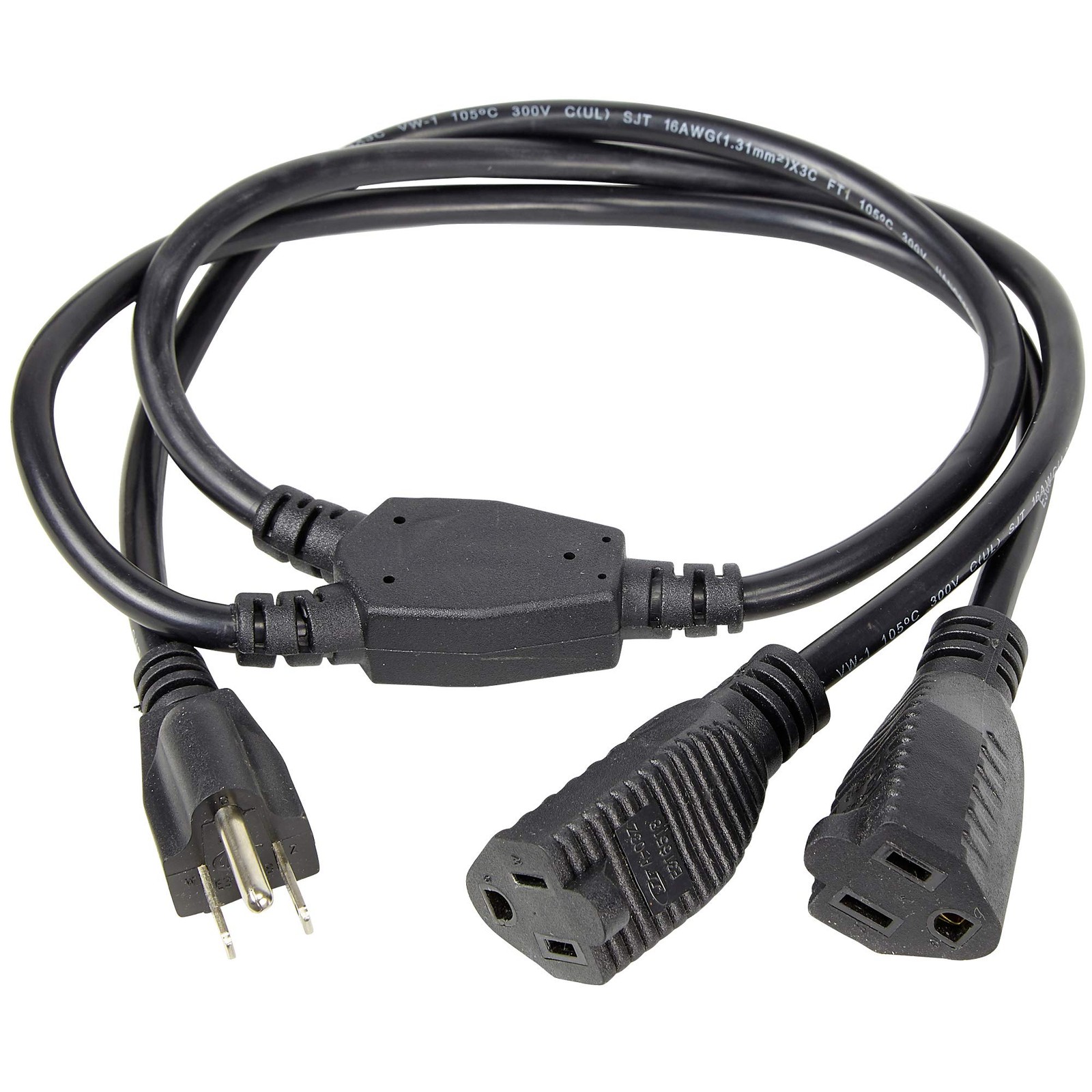 2 Way Power Splitter and 3' Extension Cord - 3 Pack - 1 to 2 Cable Strip with...