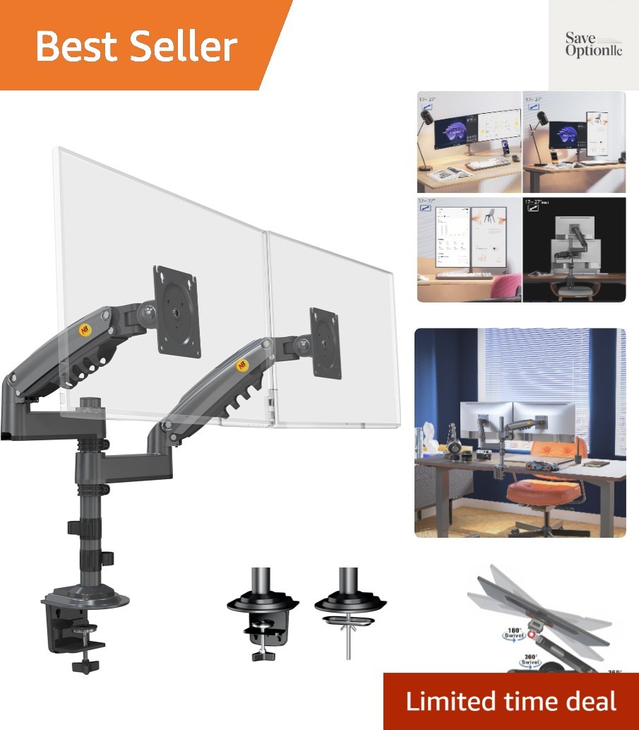 Dual Monitor Desk Mount Stand Full Motion Swivel Computer Monitor Arm Fits 2 ...