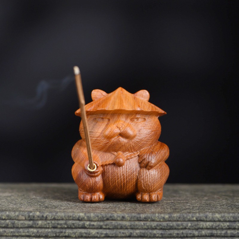 Wooden Incense Holder Handpiece Carved Craft Natural Aroma Decoration