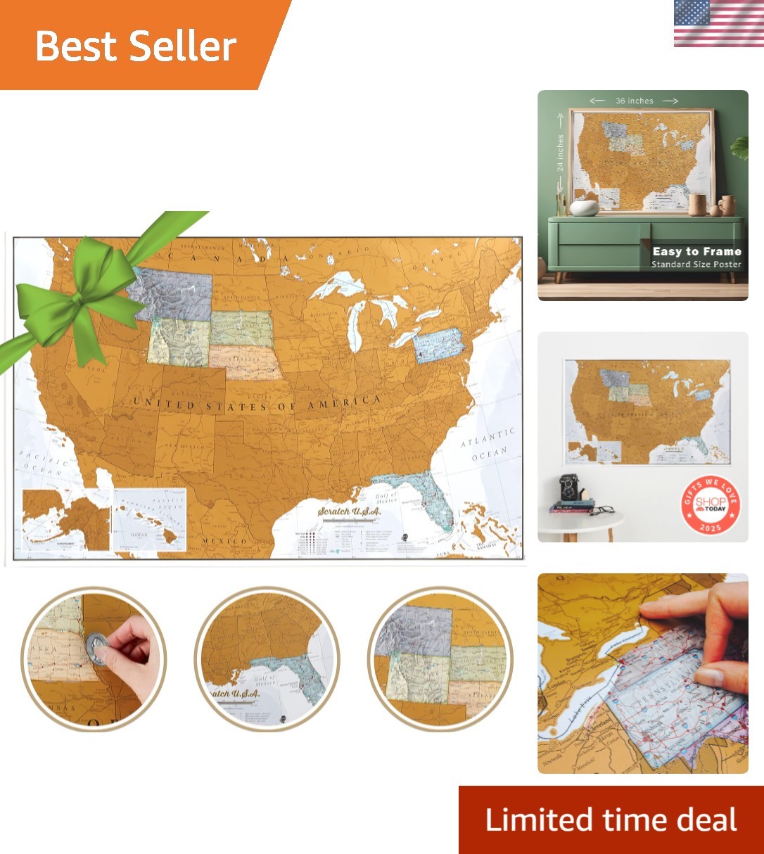 Discover the USA with Our 24x36 Scratch-Off Map - Perfect Travel Keepsake!