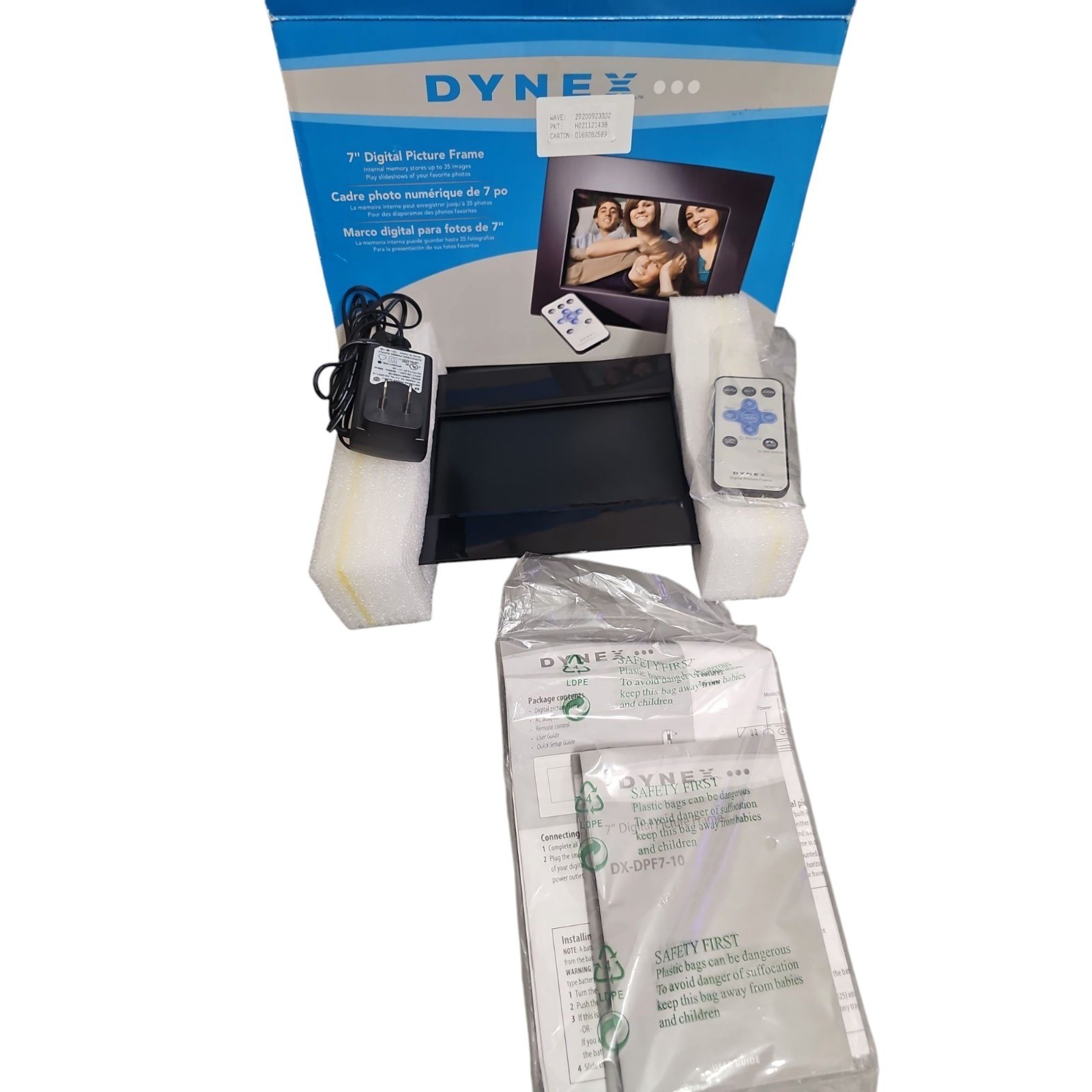 Dynex 7" Digital Picture Frame with Remote DX-DPF7-10 Open Box