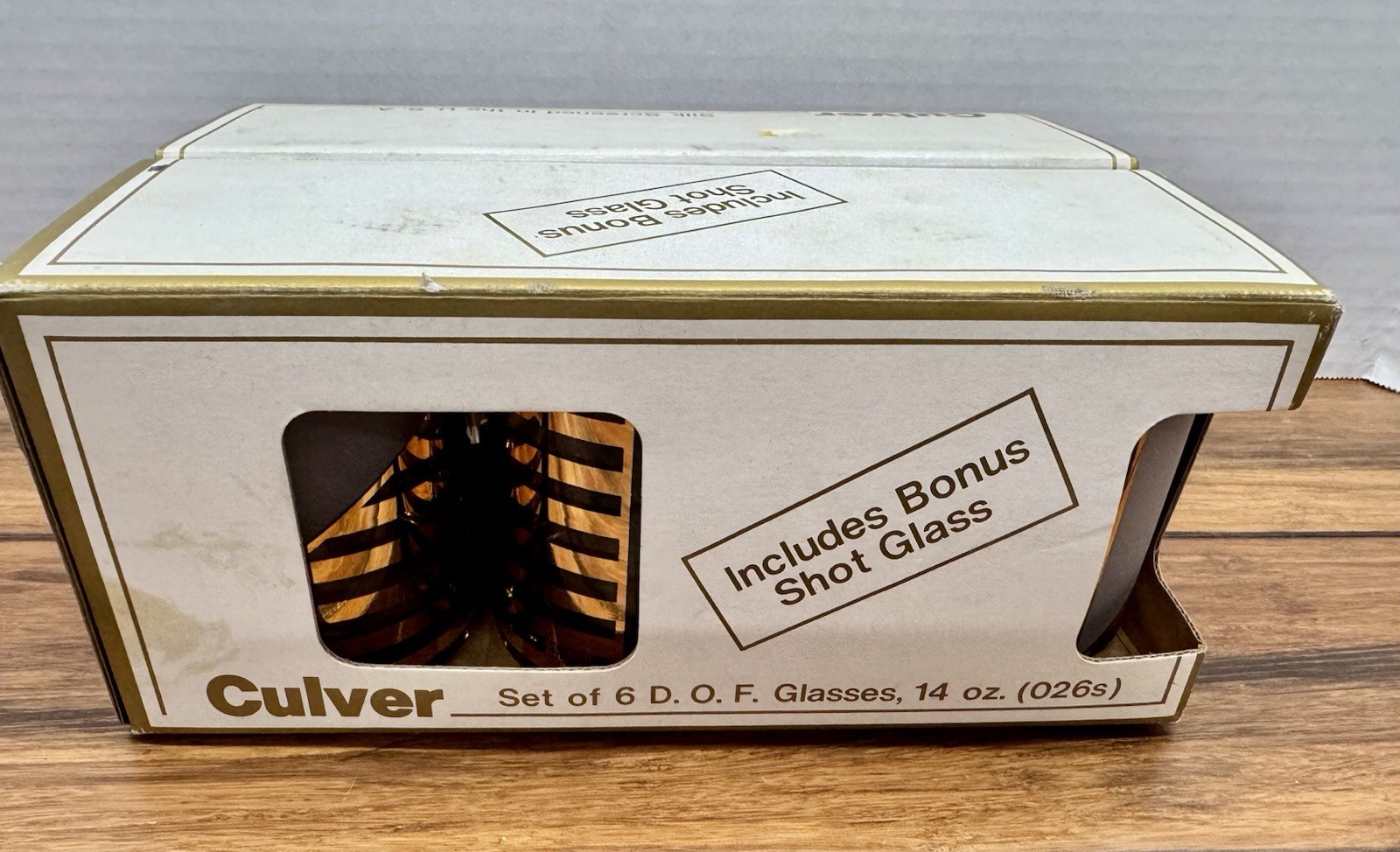 (6) Vintage Culver 22K Gold and Frosted Geometric Double Old Fashioned Glasses