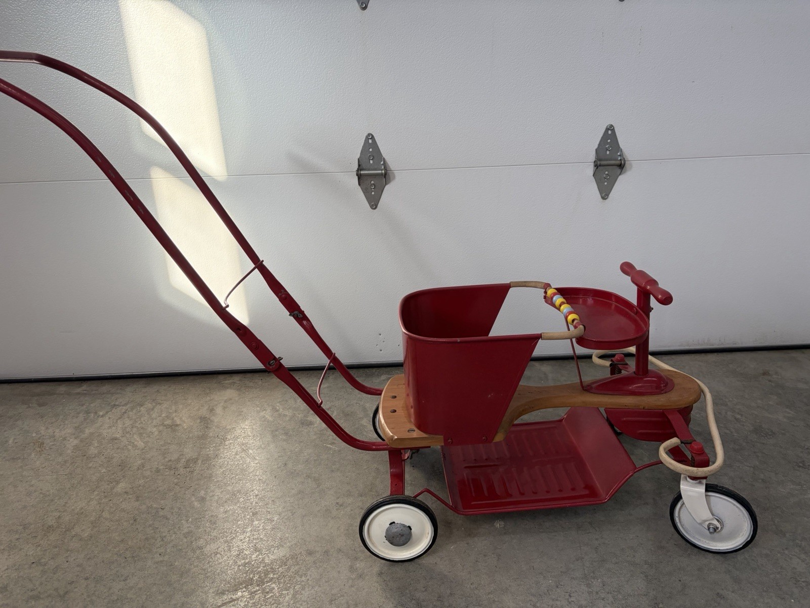 Taylor-Tot Genuine Baby Walker Stroller Antique Restored Red Vintage Nice