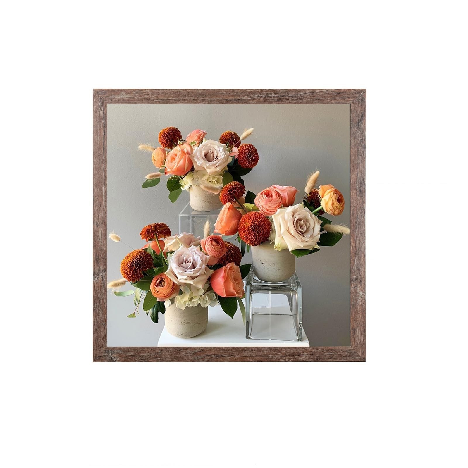 Capcillin 16x16 Picture Frame, Rustic Brown Poster Frame, Composite Wood with...