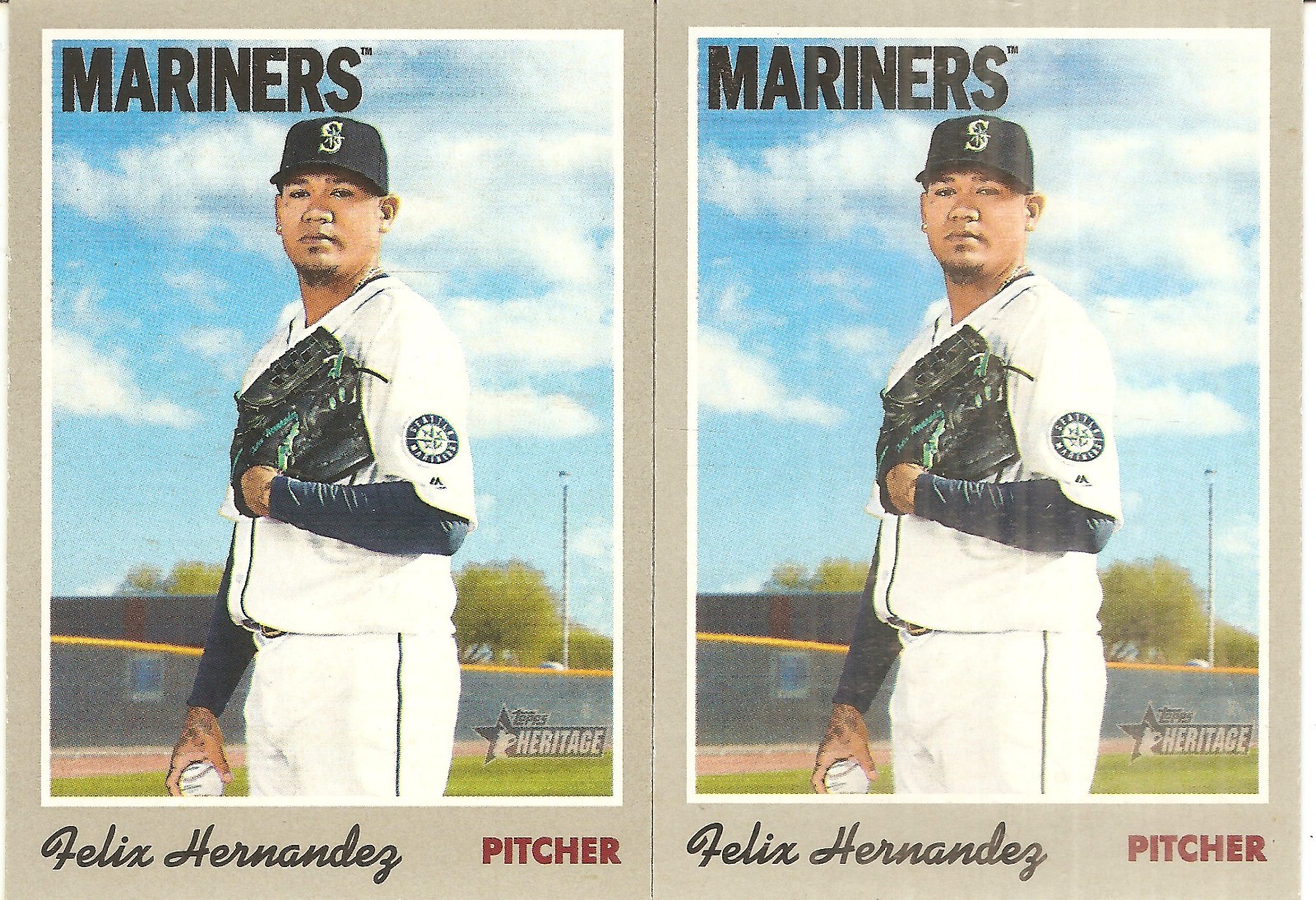 2 CARD 2019 TOPPS HERITAGE FELIX HERNANDEZ BASEBALL CARD LOT
