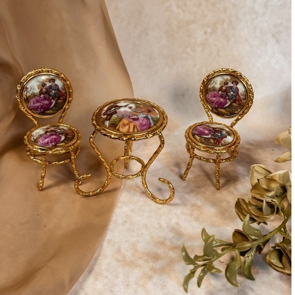 Limoges France Hand Painted Victorian Style Dollhouse Furniture