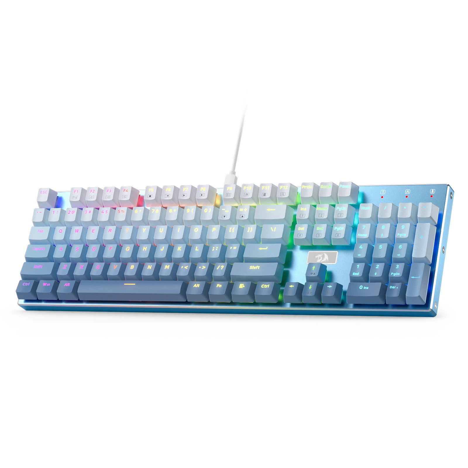 RGB LED Backlit Wired Mechanical Gaming Keyboard Aluminum Base 104 Keys Hot-Swap