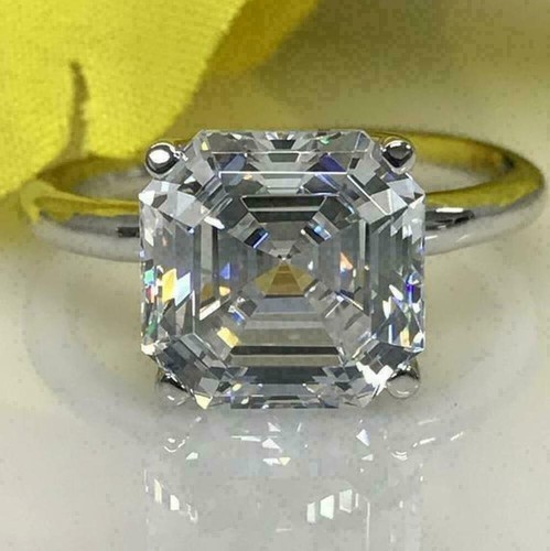 4.9Ct Asscher Cut VVS1 Lab Created Diamond Engagement Ring 14K White Gold Finish