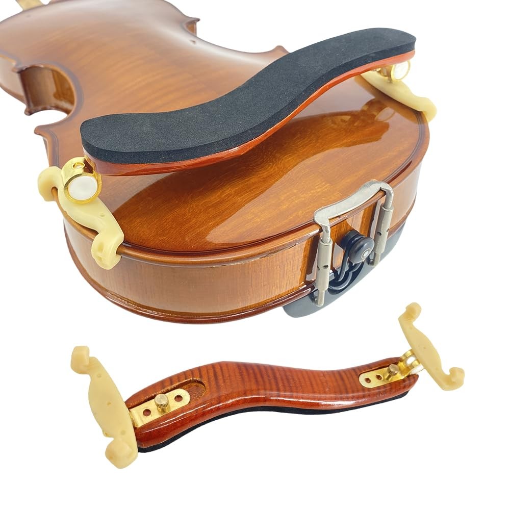 Yinfente Violin Shoulder Rest 4/4 Full Size Flame Maple Wood 4/4-brown, Brown 