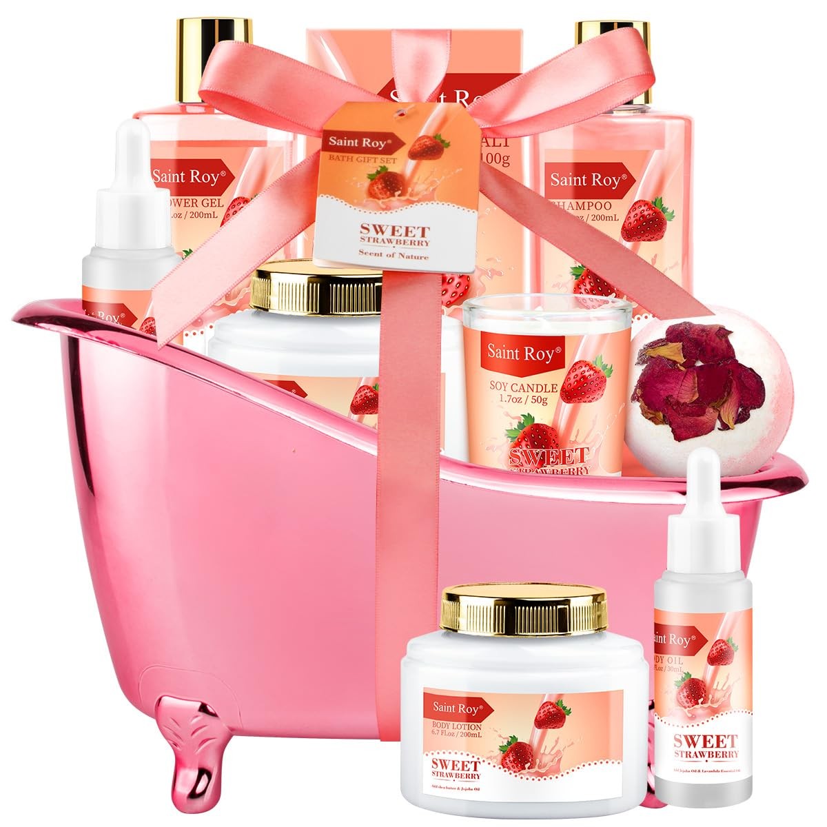 Spa Kit for Women, Bath & Body Gift Set, Luxury Home 10 Pieces dark pink 
