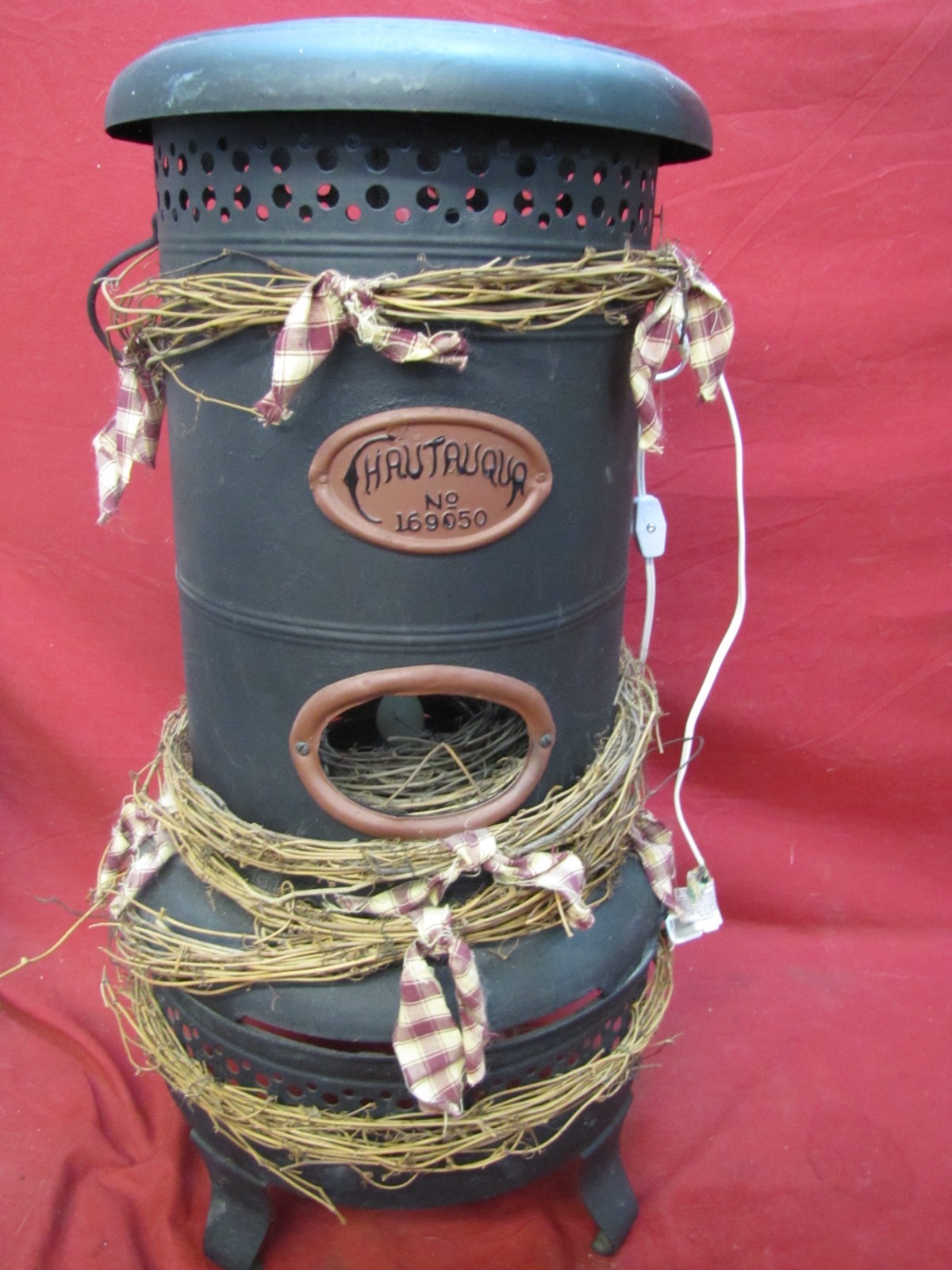 VTG Kerosene Oil Heater (Shell Body) Hand Painted Repurpose Plug In Light