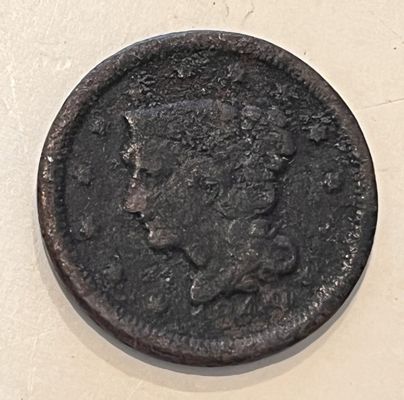 1849 Braided Hair Large Cent